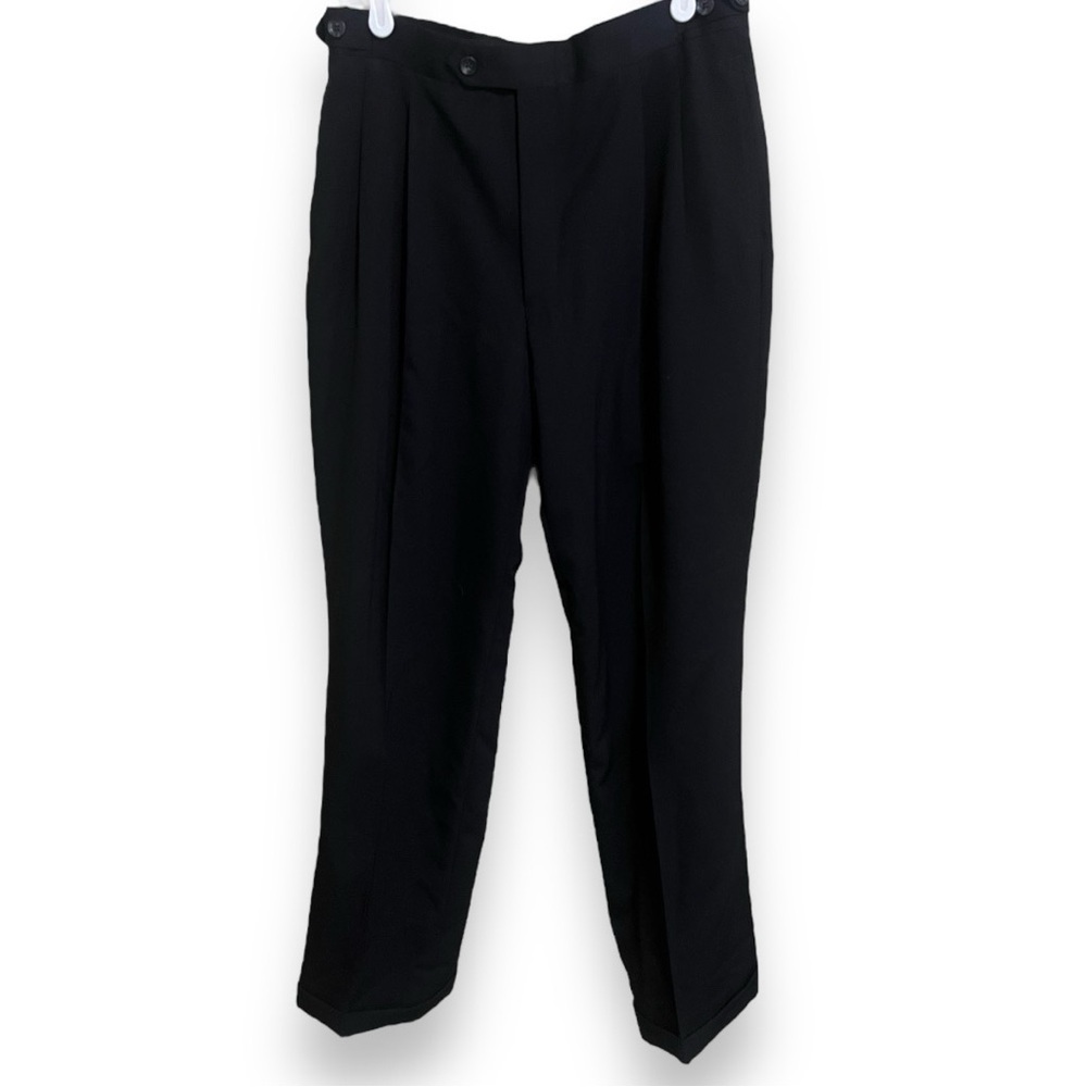 Burberry Vintage Black Tailored Wool Straight Leg Trousers Pants Waist 30